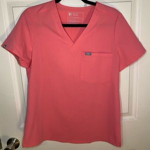 FIGS Catarina Scrub Top in Neon Pink